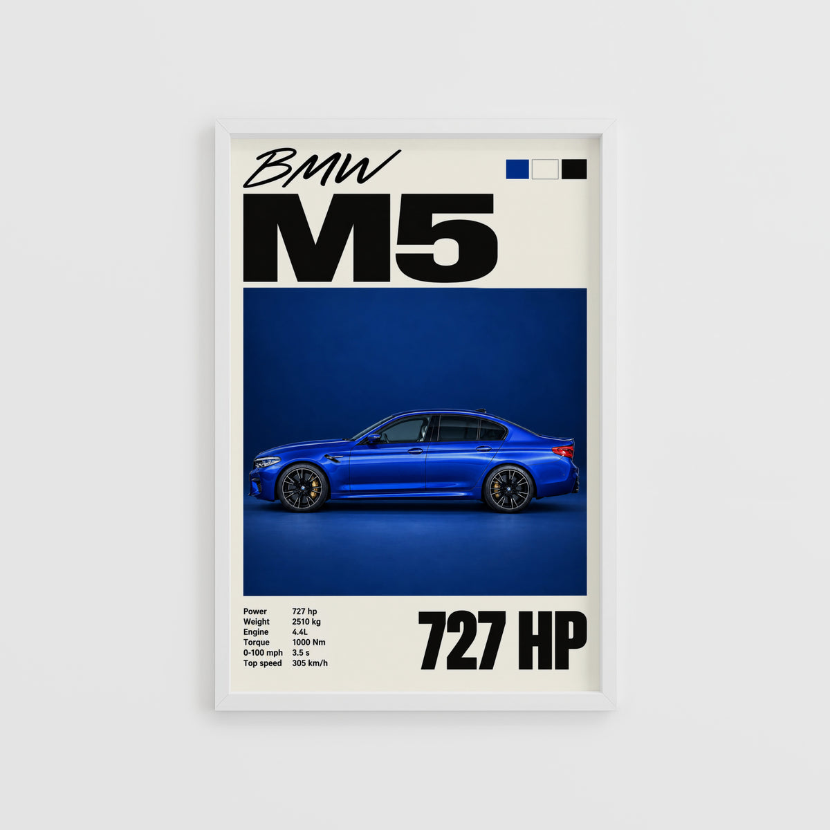 Vintage BMW M5 Print, Blue Car Wall Art