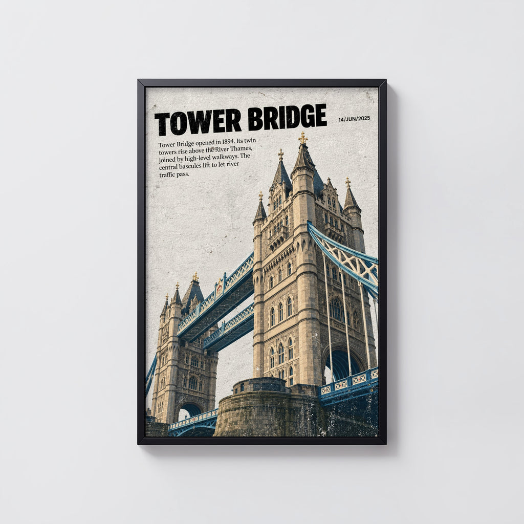 Vintage Tower Bridge London Poster, England Wall Art Print