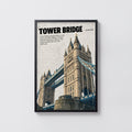 Vintage Tower Bridge London Poster, England Wall Art Print