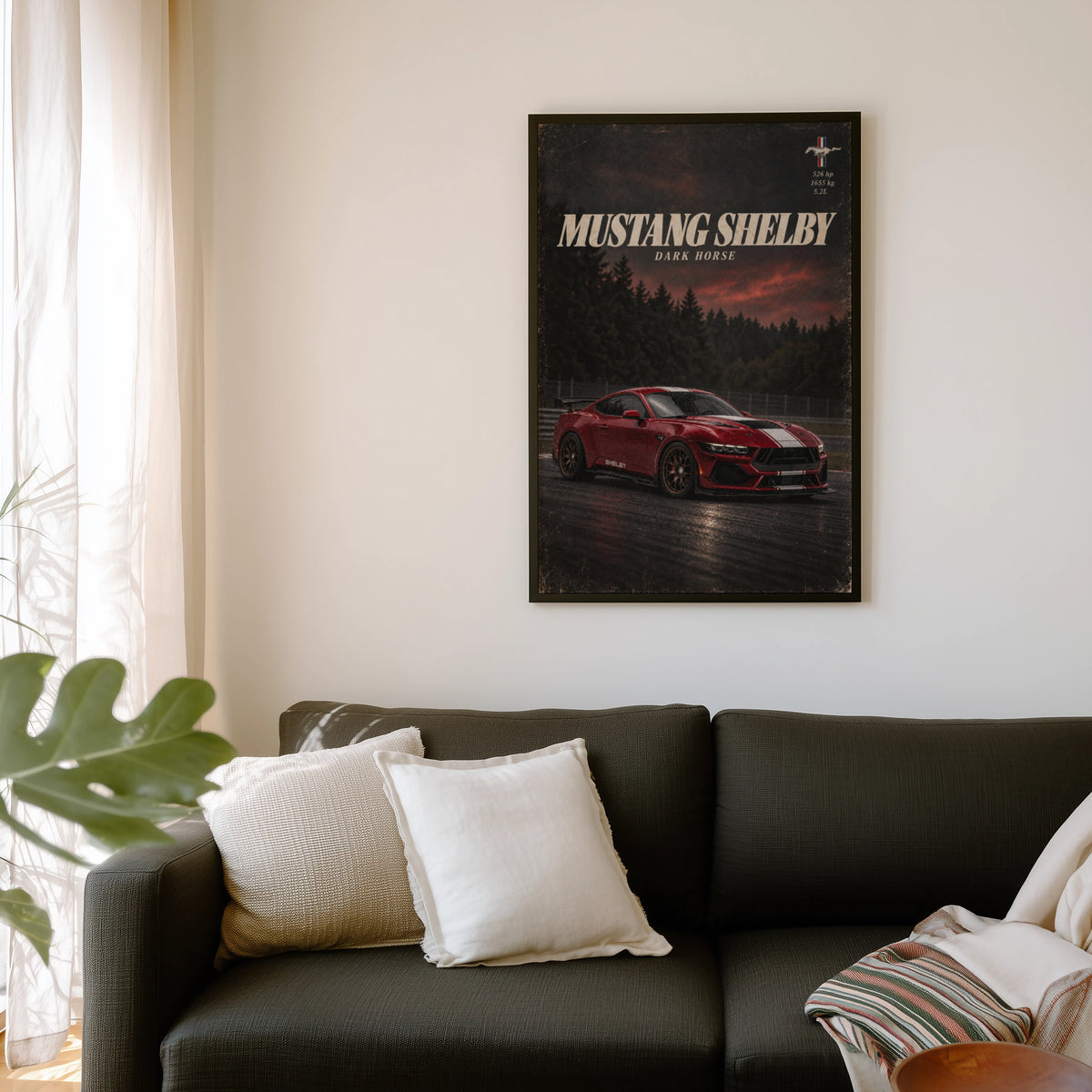 Vintage Mustang Shelby Dark Horse Print, Car Wall Art