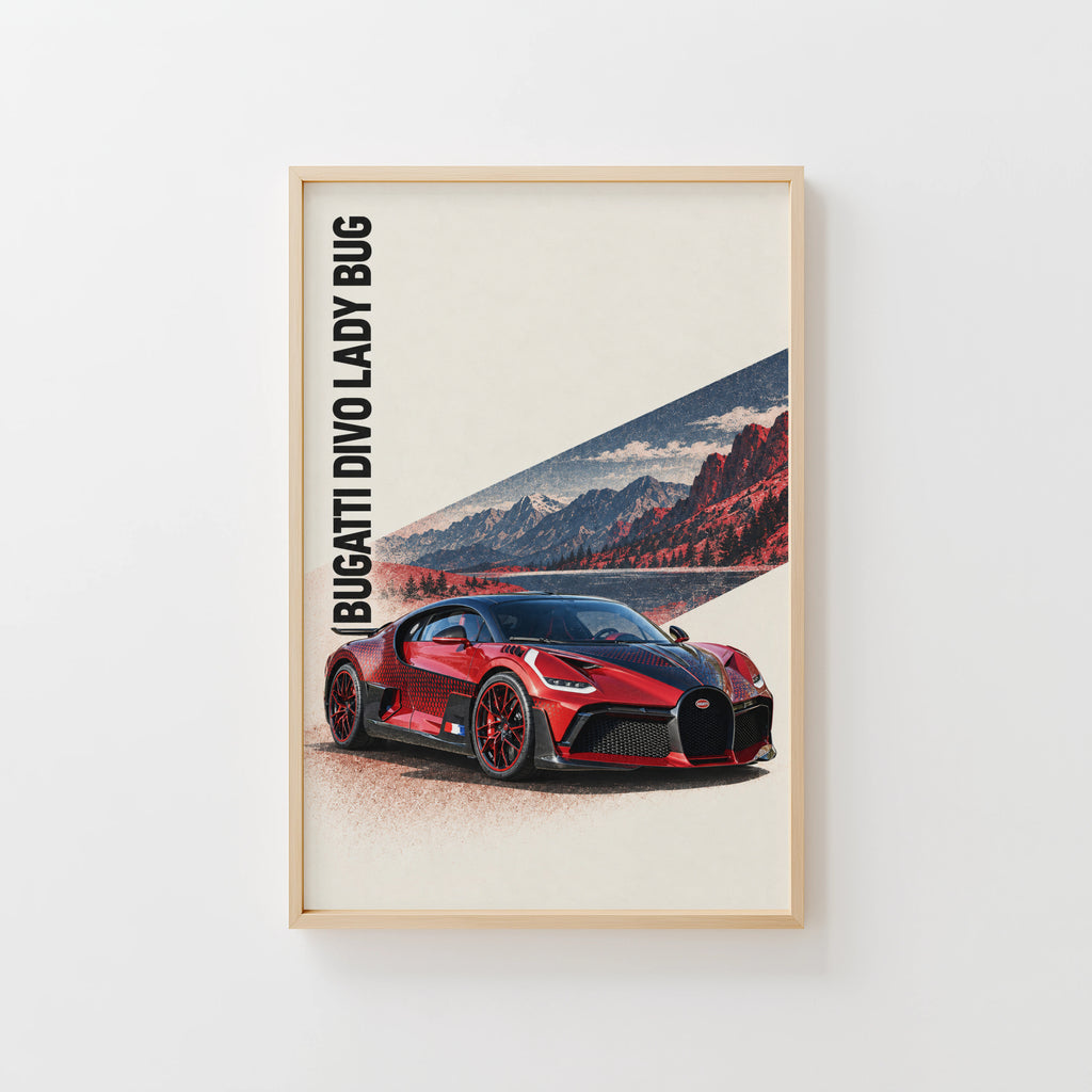 Vintage Bugatti Divo Print, Supercar Wall Art