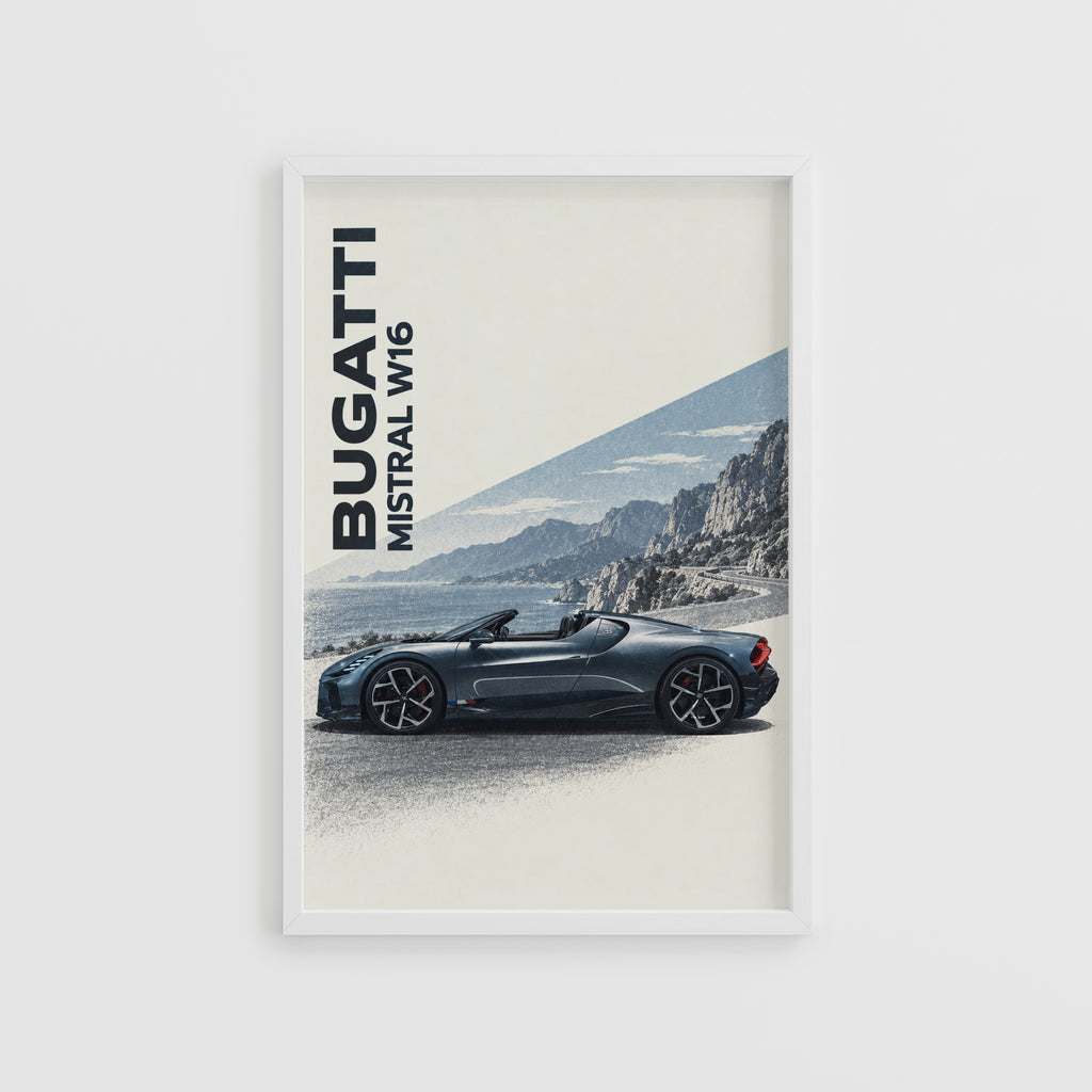 Vintage Bugatti Print, Supercar Wall Art