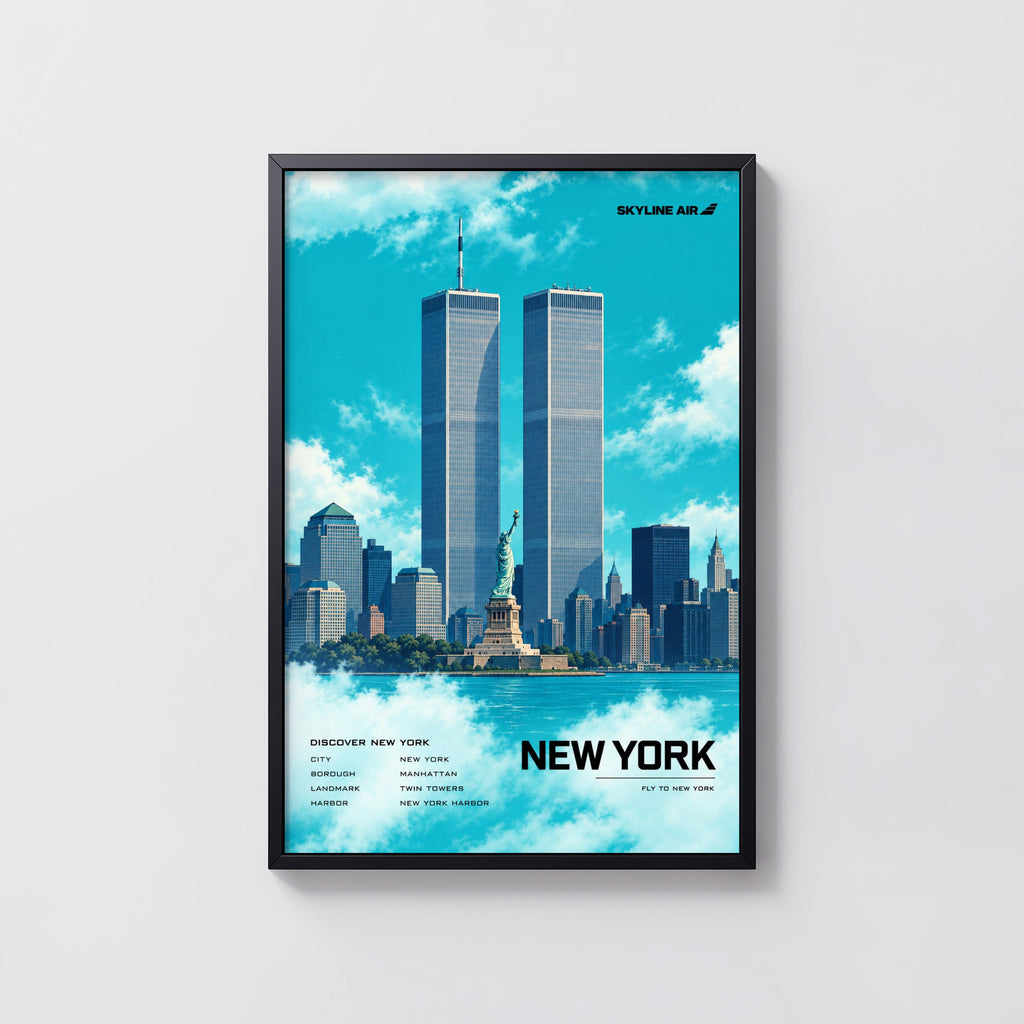 Vintage New York Poster, Twin Towers Wall Art Print