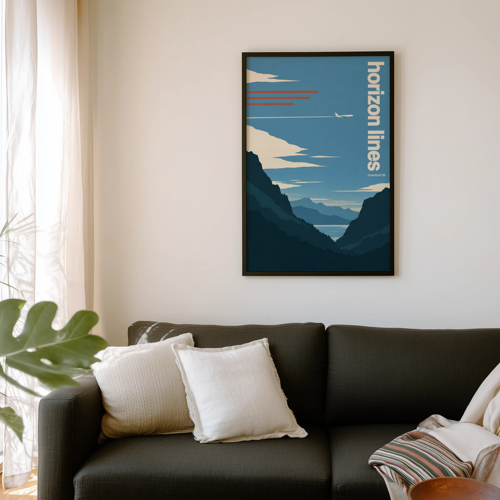 Vintage Jet Aeroplane Poster, Mountain Wall Art
