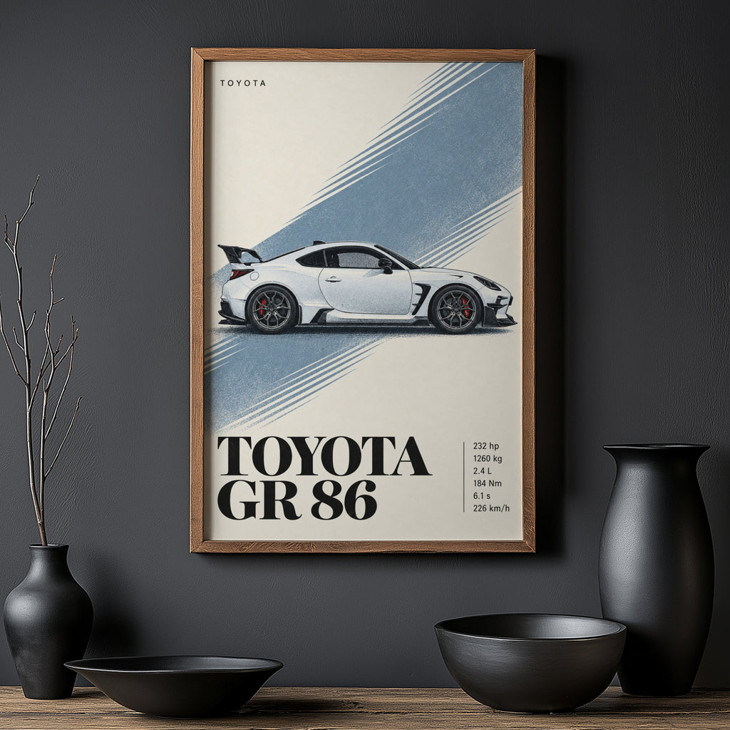 Vintage Toyota GR 86 Print, Car Poster, Wall Art