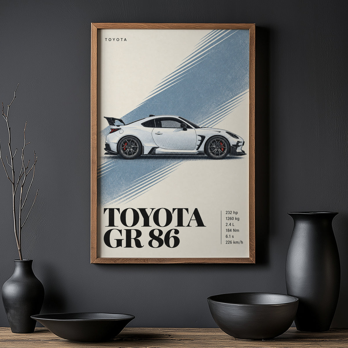Vintage Toyota GR 86 Print, Car Poster, Wall Art