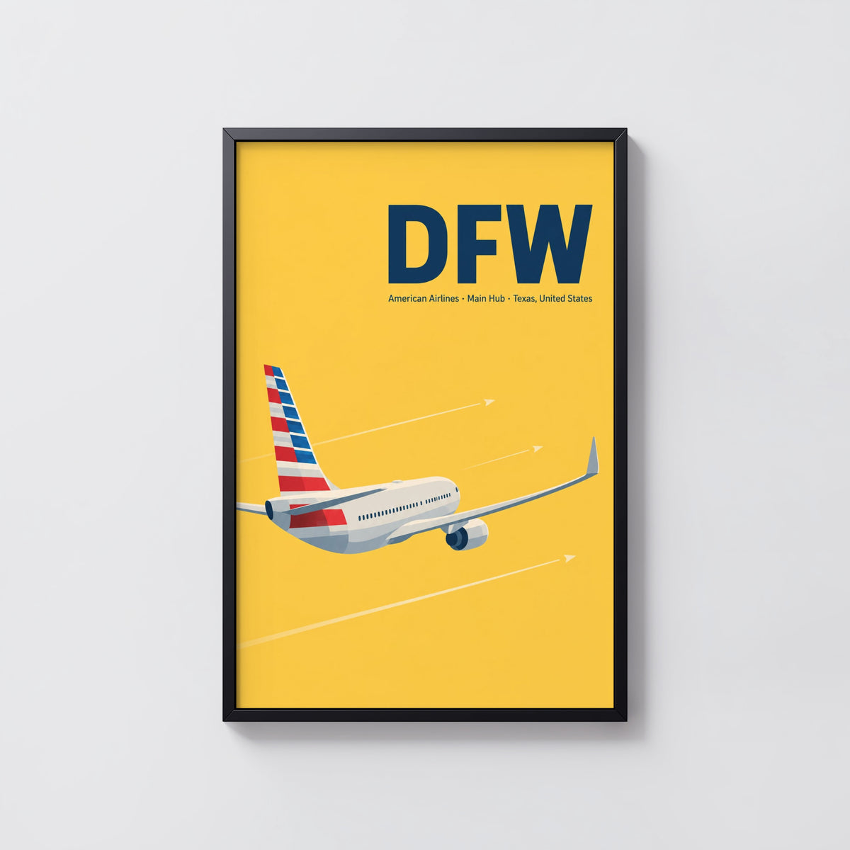 Vintage DFW Airport Poster, American Airlines Wall Art Print