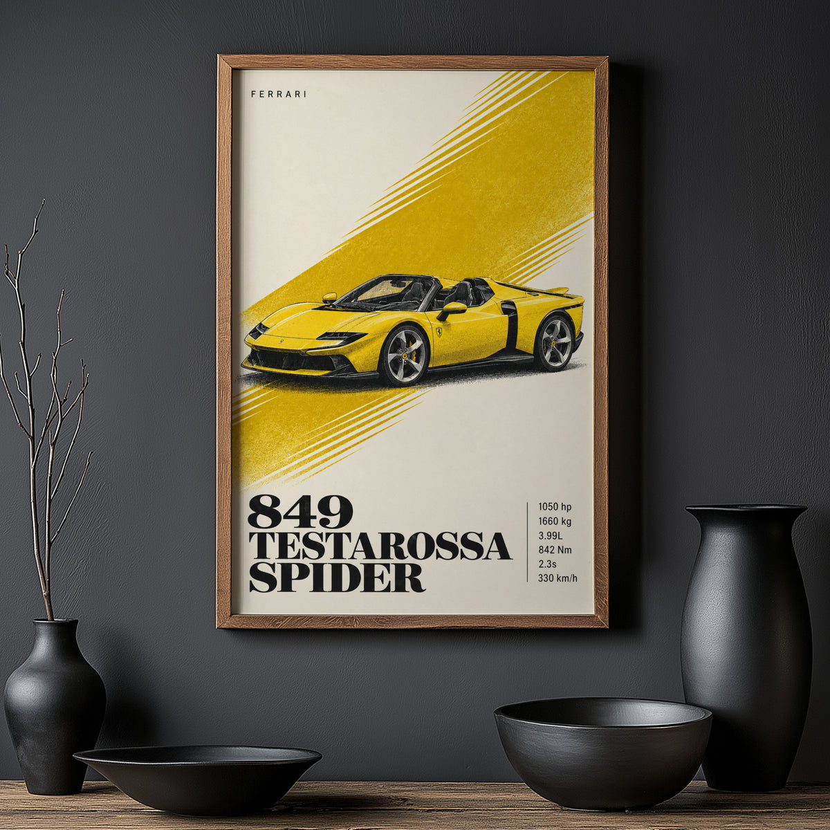 Vintage Ferrari Testarossa Spider Print, Car Wall Art