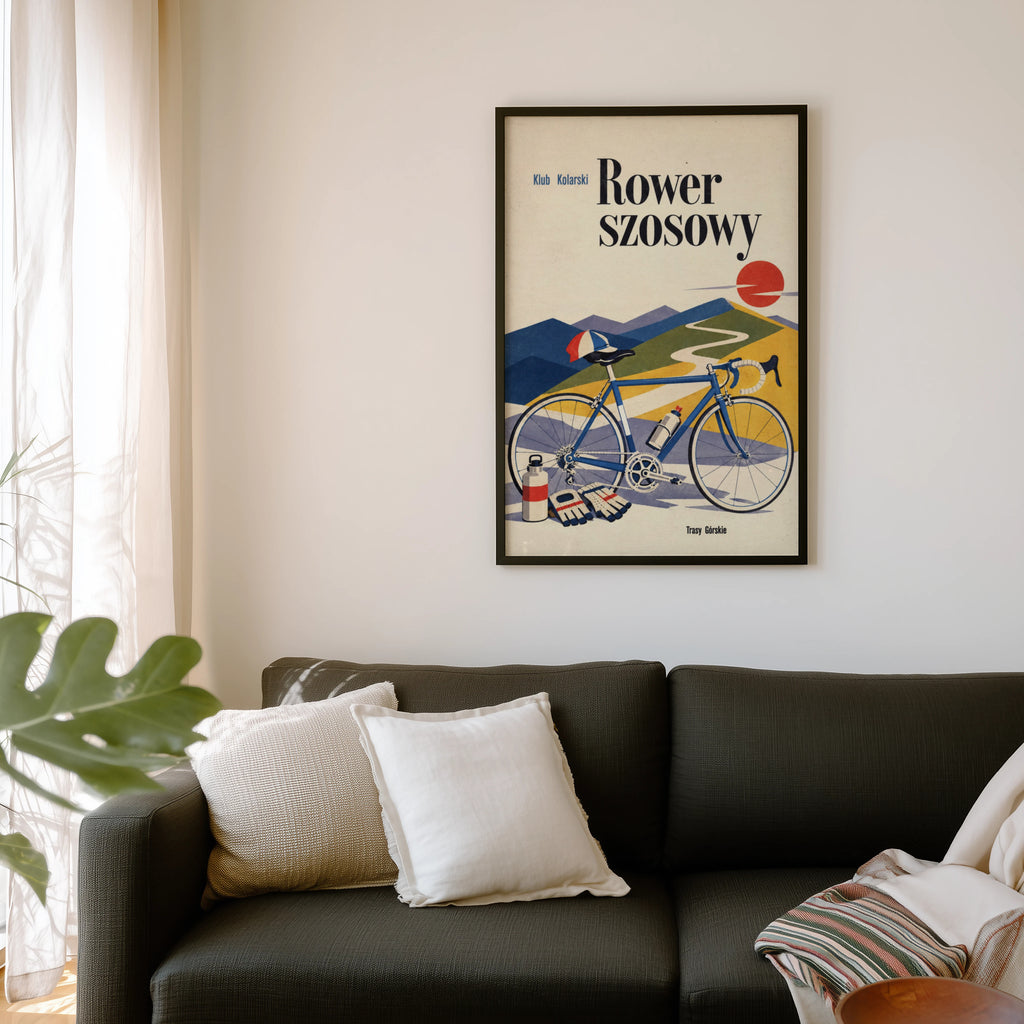 Vintage Road Bike Poster, Retro Cycling Wall Art Print