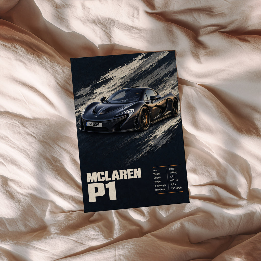 Vintage McLaren P1 Print, Supercar Wall Art