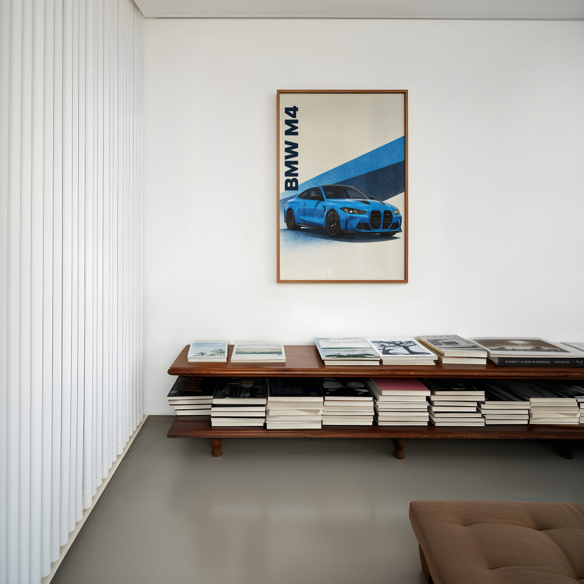 Vintage BMW M4 Print, Blue Car Wall Art