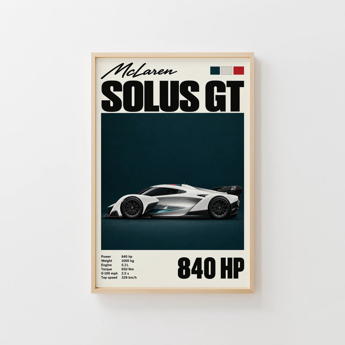 Vintage McLaren Solus GT Print, Supercar Wall Art