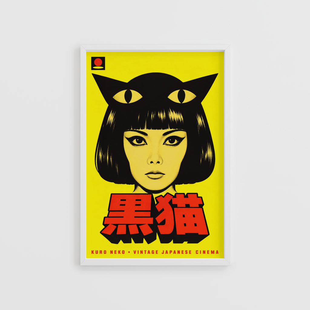 Vintage Black Cat Print, Japanese Cinema Poster