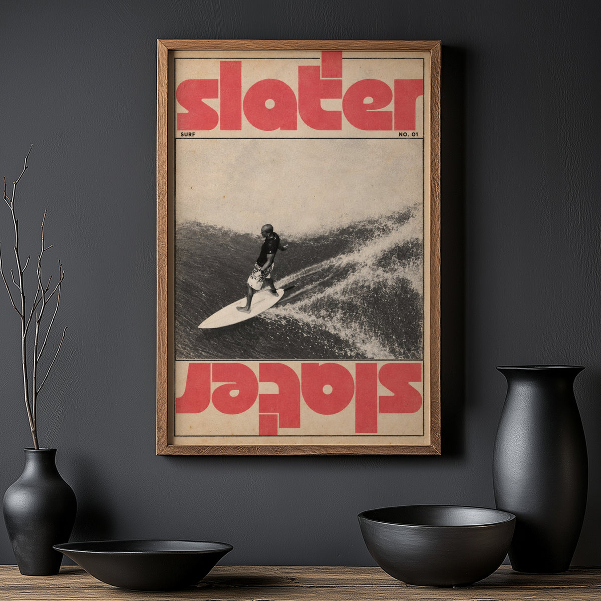 Vintage Slater Surf Print, Surfing Poster, Retro Wall Art