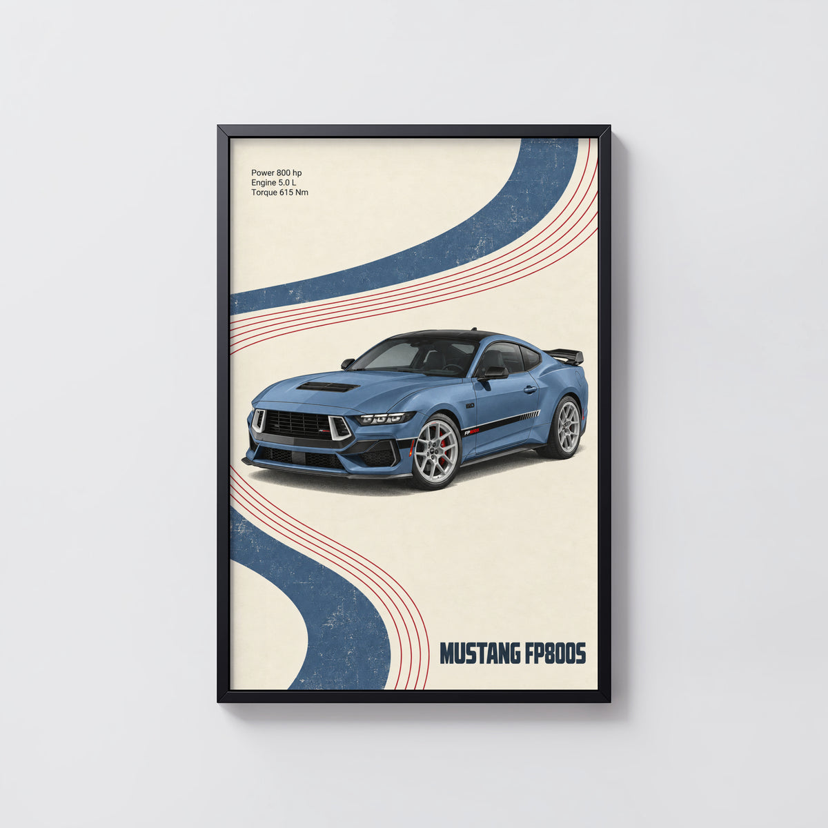 Vintage Mustang FP800S Print, Car Wall Art