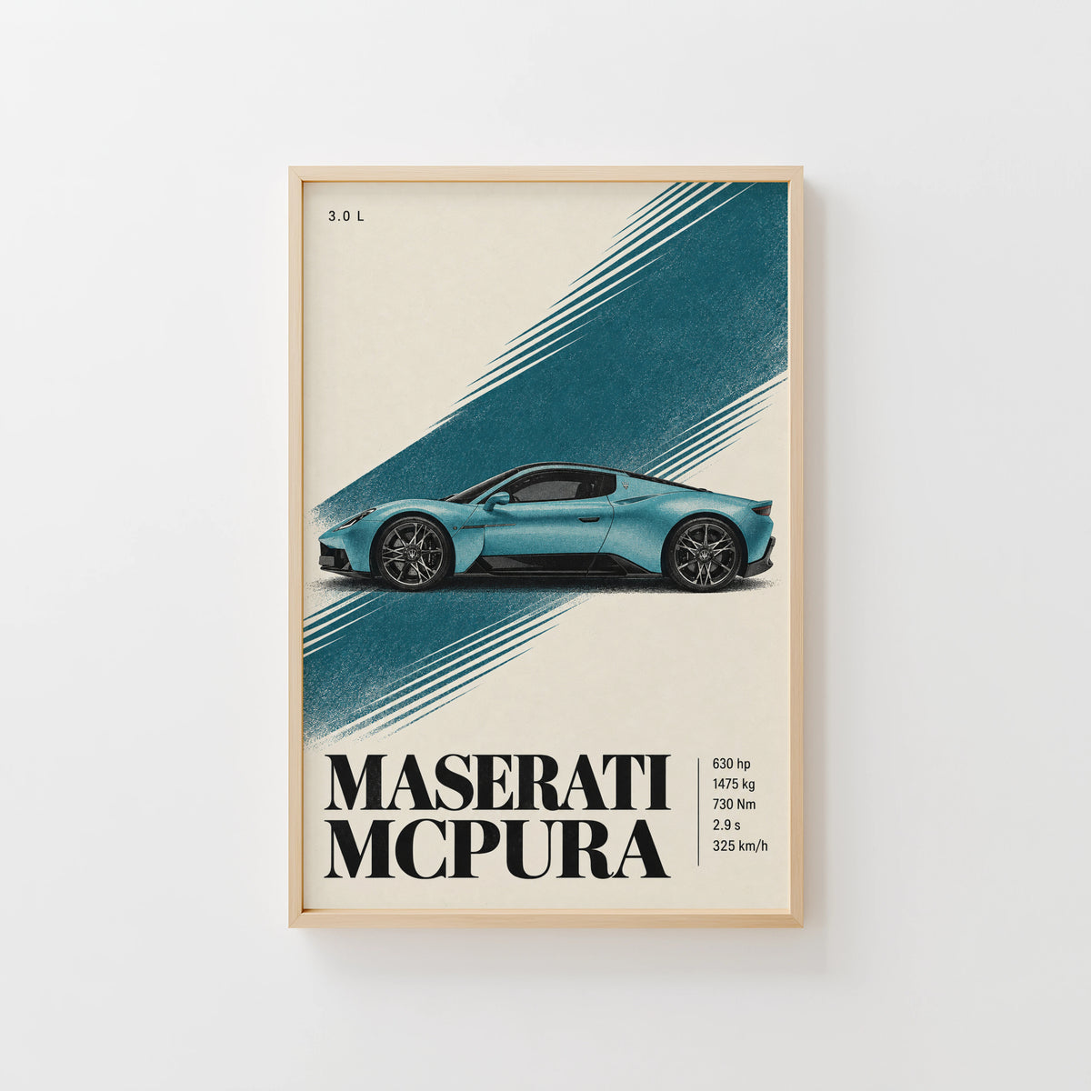 Vintage Maserati MCPura Print, Car Wall Art