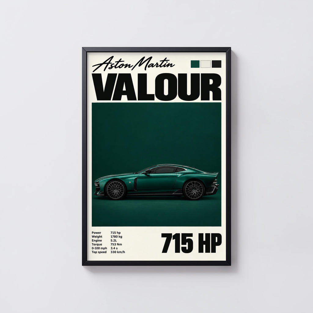 Vintage Aston Martin Valour Print, Green Car Wall Art