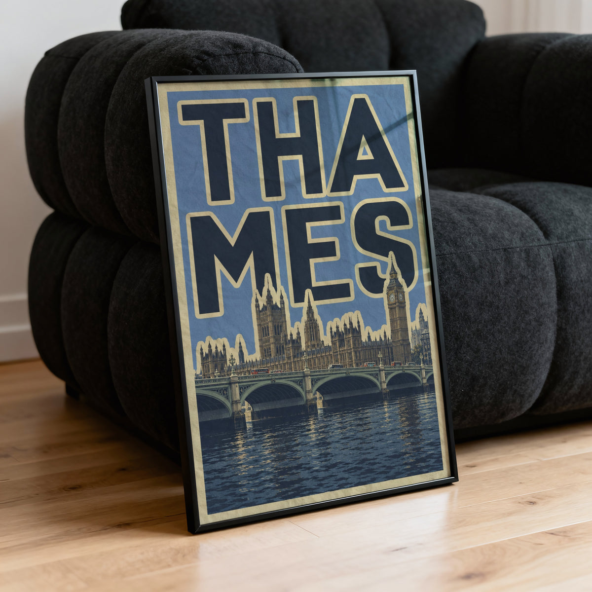Vintage London Thames Poster, Westminster Bridge Print
