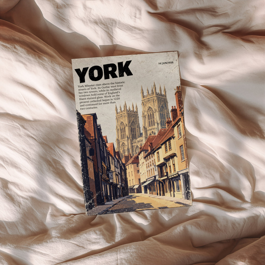Vintage York Minster Poster, Yorkshire Wall Art