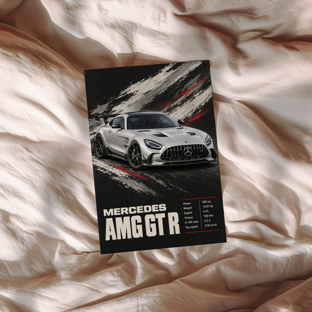 Vintage Mercedes AMG GT R Print, Car Wall Art