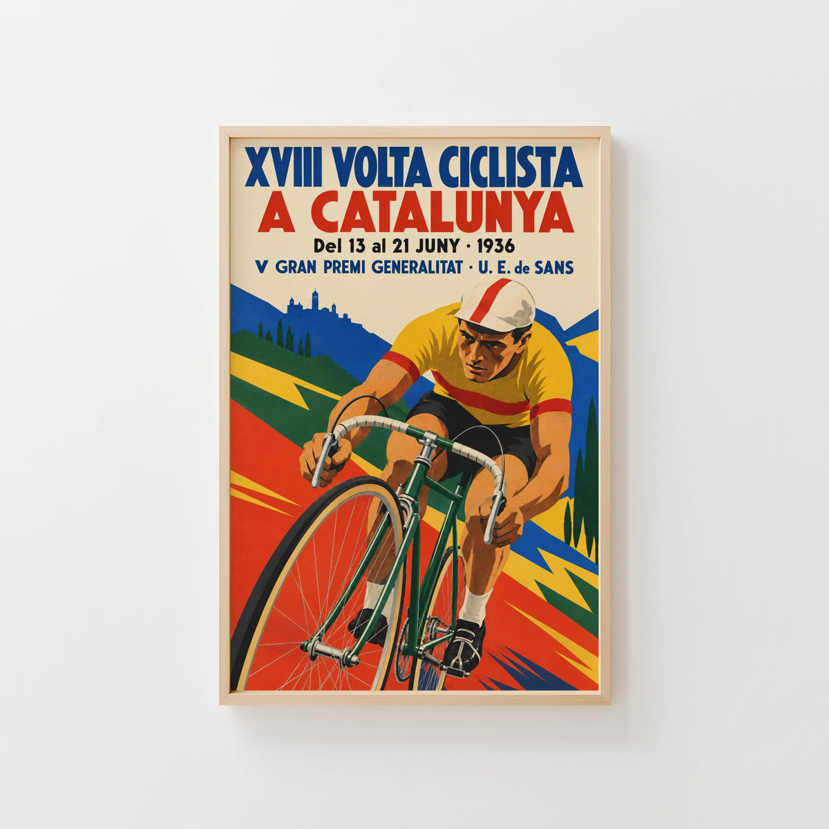 Vintage Cycling Poster, Catalunya Wall Art, Bike Race Print