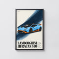 Vintage Lamborghini Huracan STO Print, Car Art