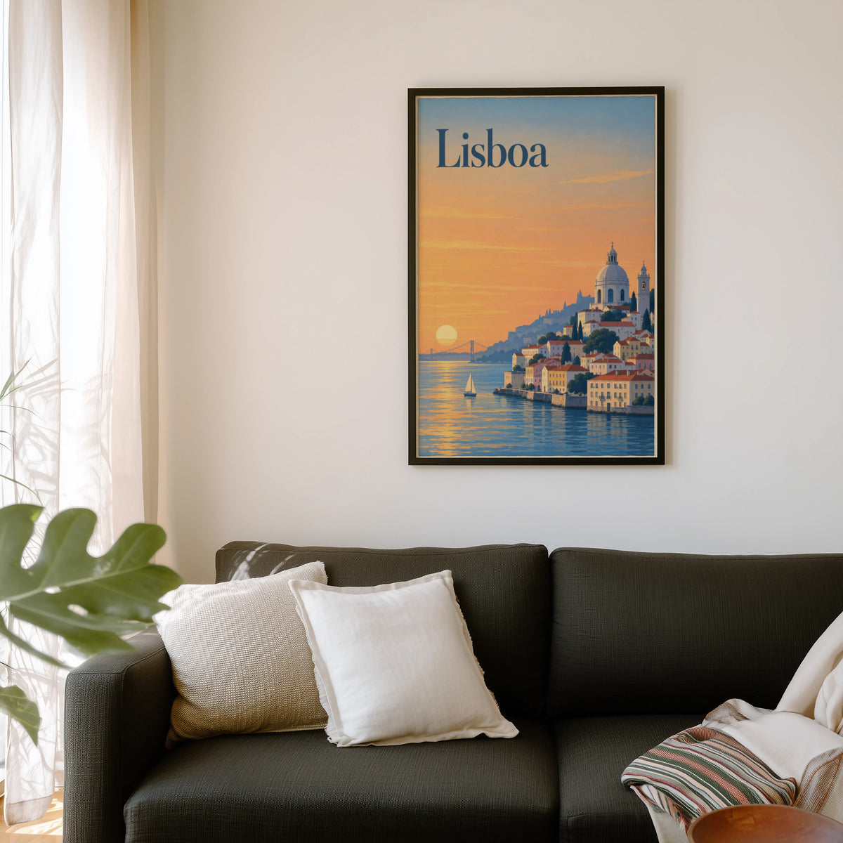 Vintage Lisbon Poster, Portugal Wall Art, Travel Print