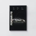 Vintage Ferrari F8 Print, Supercar Wall Art
