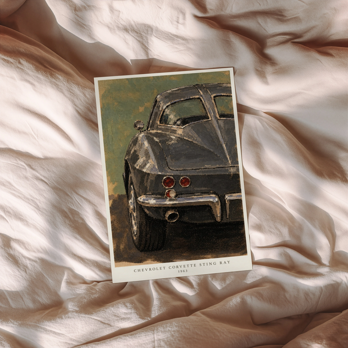 Vintage 1963 Corvette Sting Ray Wall Art, Car Print