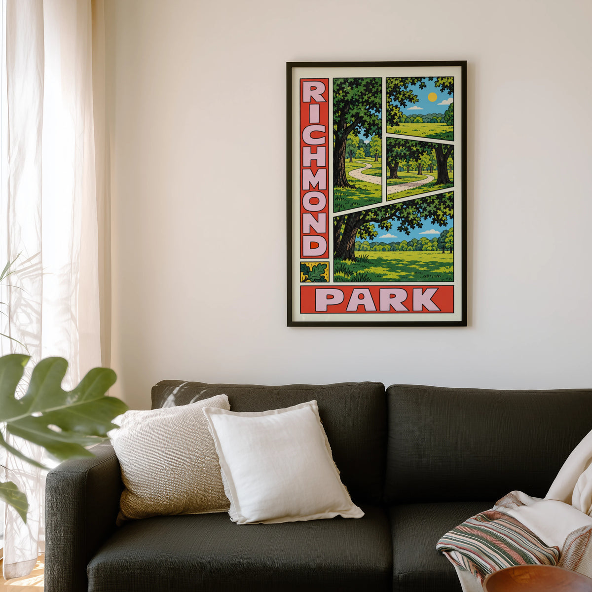 Vintage Richmond Park Poster, London Wall Art Print