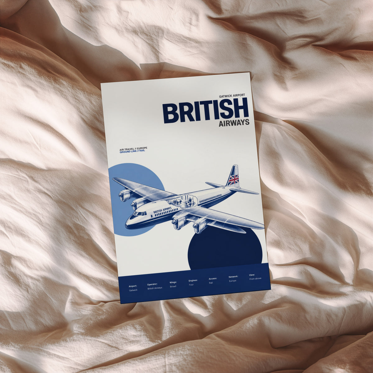 Vintage British Airways Poster, Gatwick Aviation Print