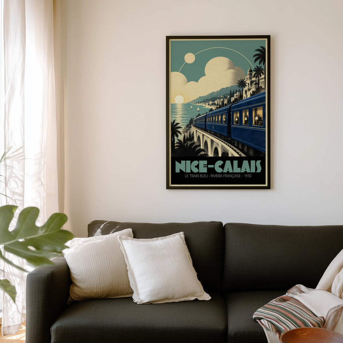 Vintage Le Train Bleu Print Poster, Riviera Wall Art