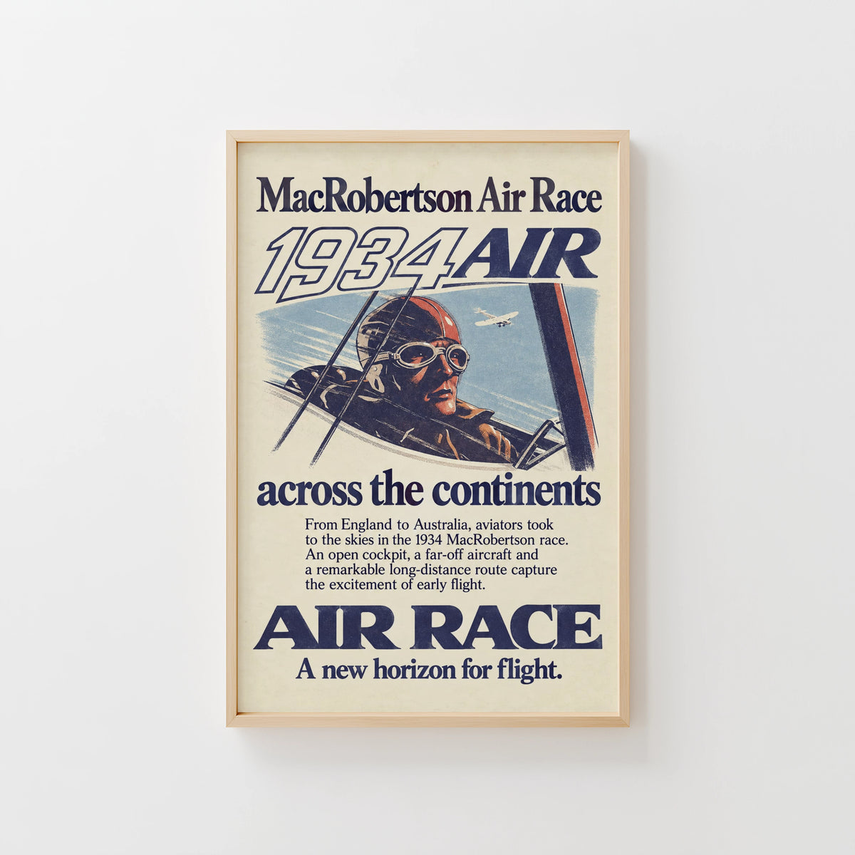 Vintage Aviator Poster, Air Race Wall Art, 1934 Print