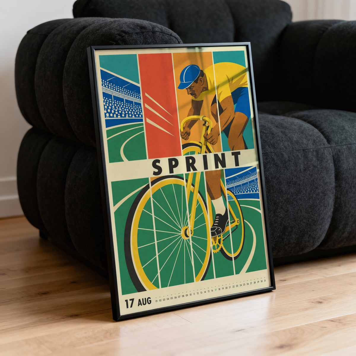 Vintage Cycling Poster, Retro Track Bike Wall Art Print