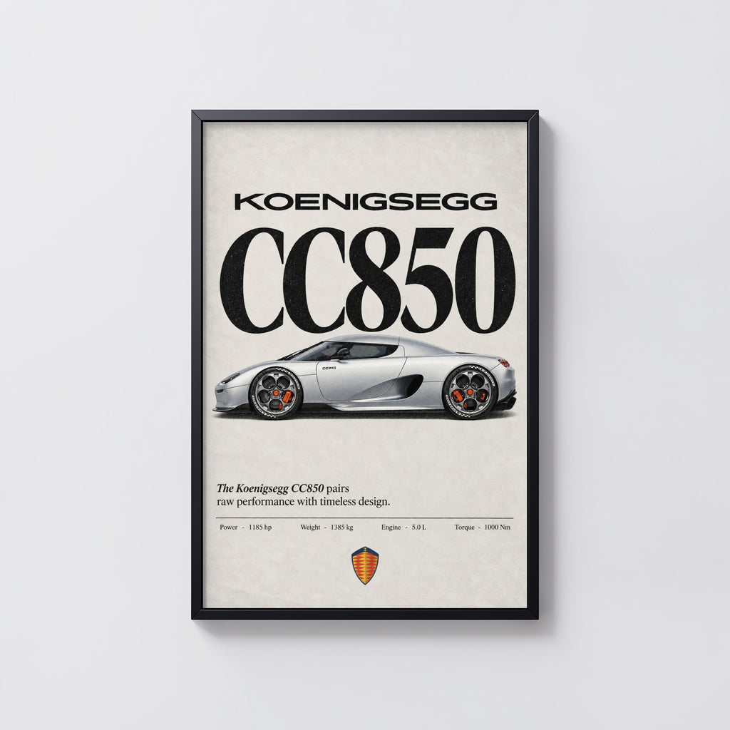 Vintage Koenigsegg CC850 Print, Supercar Wall Art