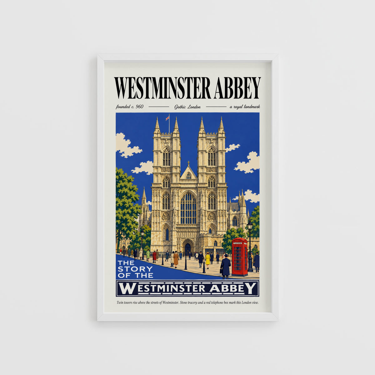 Vintage Westminster Abbey Poster, London Wall Art, Print