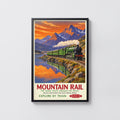 Vintage Mountain Rail Steam Train Print Poster