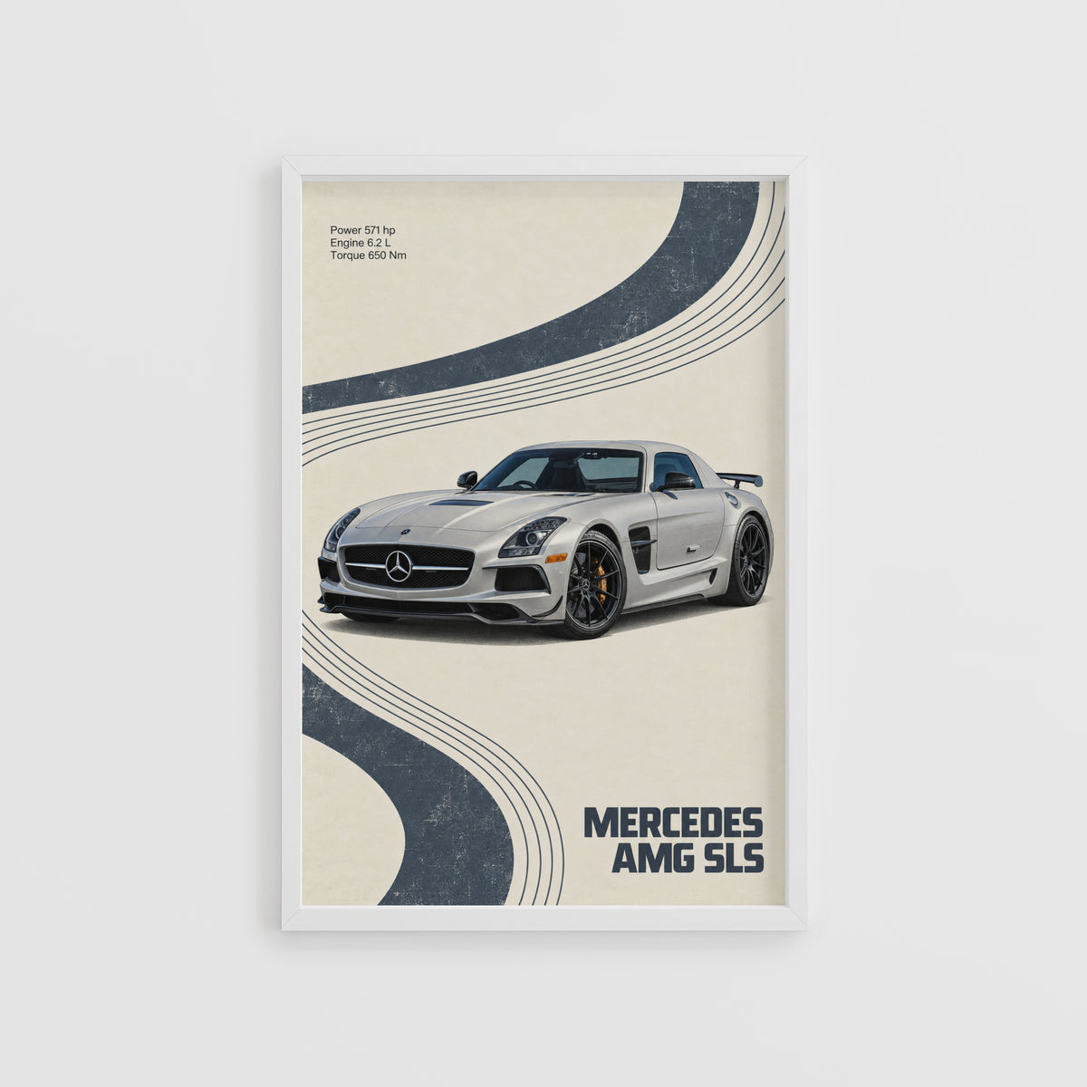 Vintage Mercedes AMG SLS Print, Supercar Wall Art