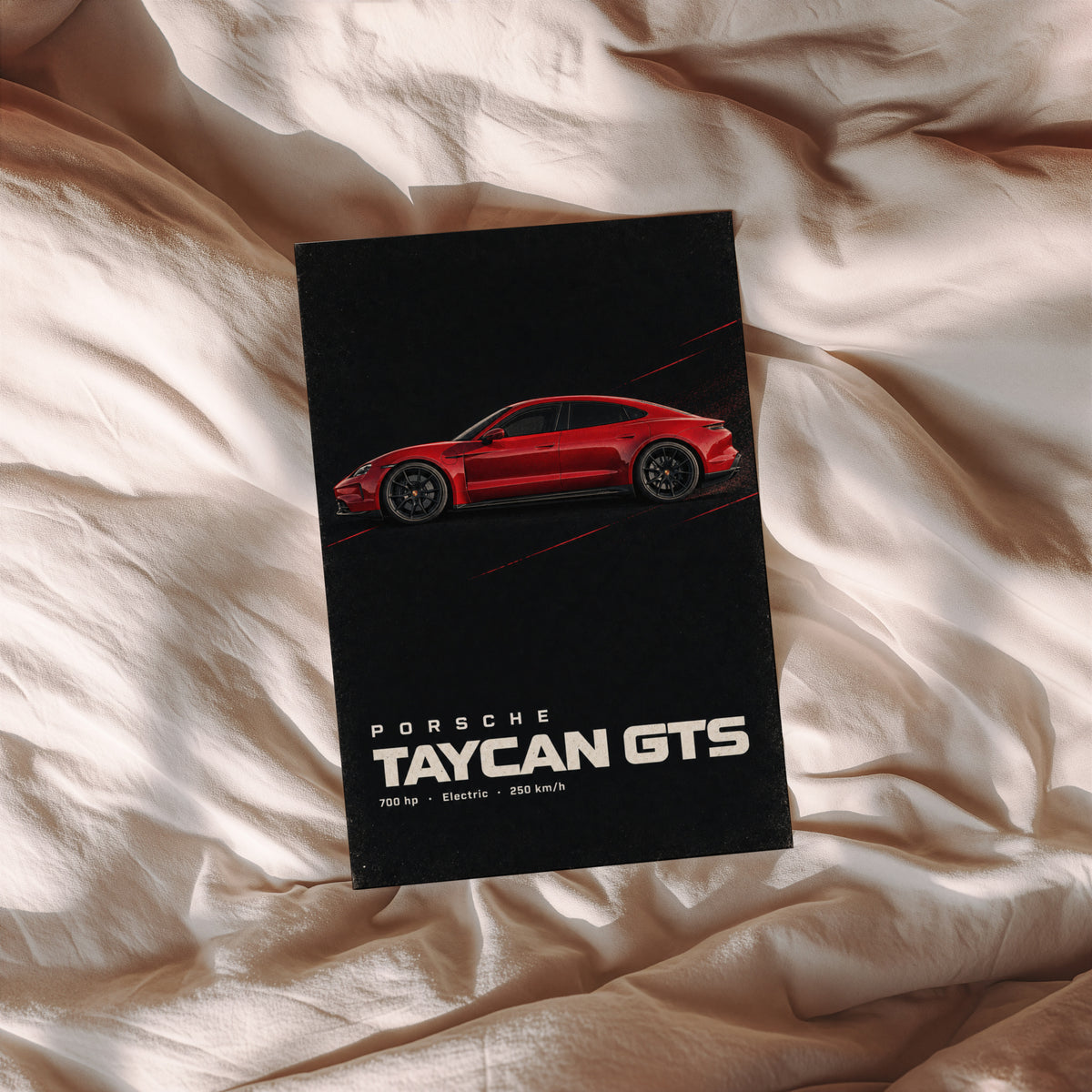 Vintage Porsche Taycan GTS Print, Car Poster, Wall Art