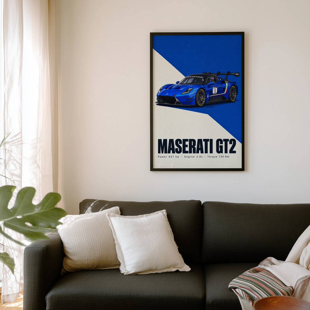 Vintage Maserati GT2 Race Car Print, Wall Art