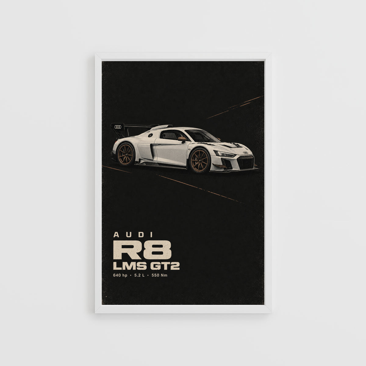 Vintage Audi R8 LMS GT2 Print, Race Car Wall Art