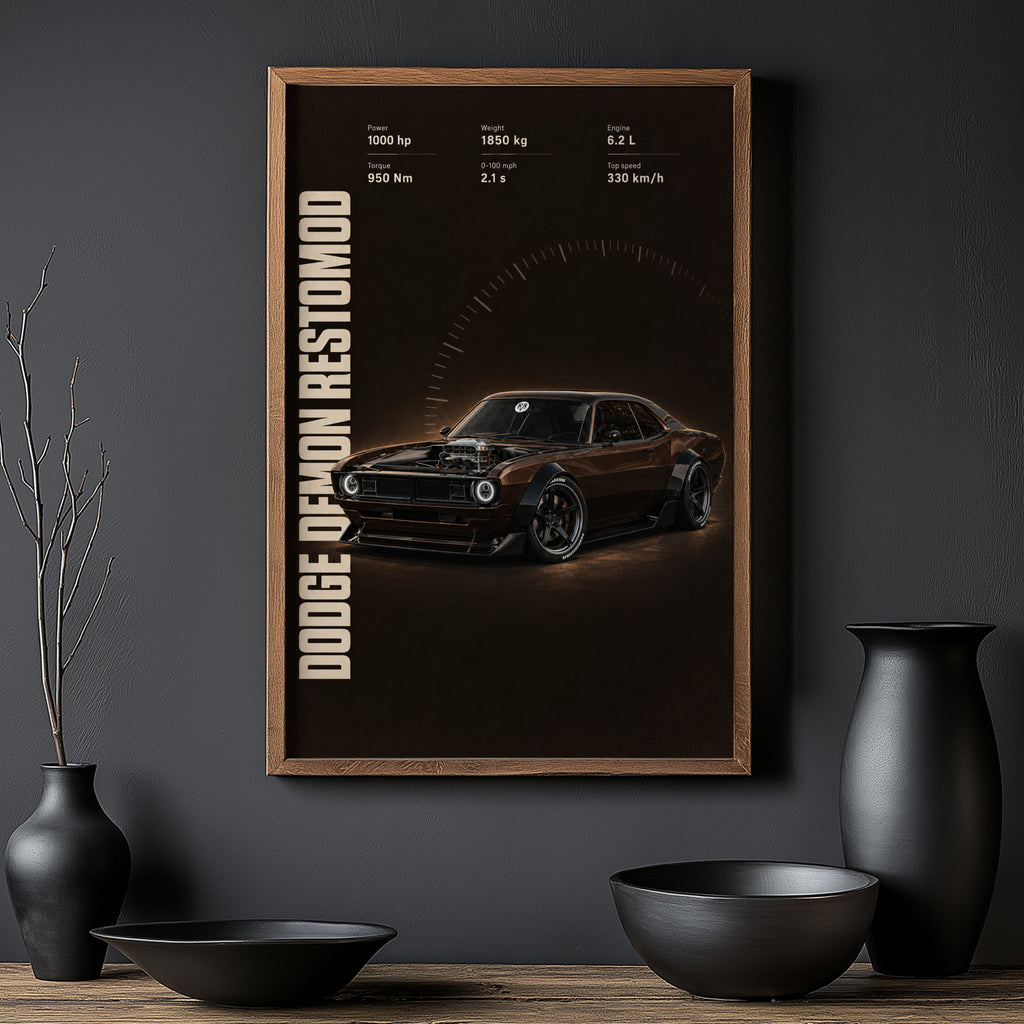 Vintage Dodge Demon Restomod Muscle Car Print