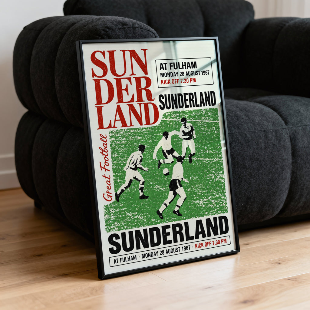 Vintage Sunderland Football Poster, Fulham 1967 Print