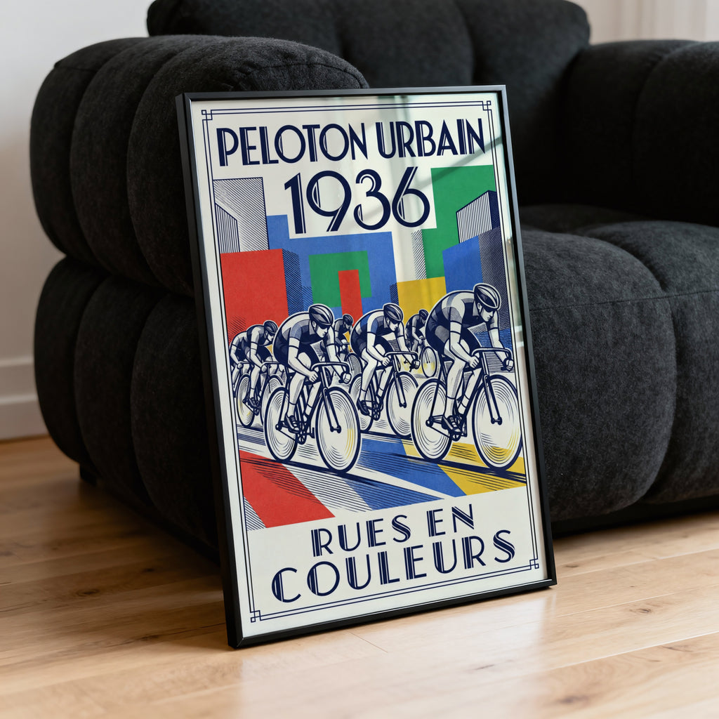 Vintage Cycling Poster, Art Deco Wall Art, Peloton Print