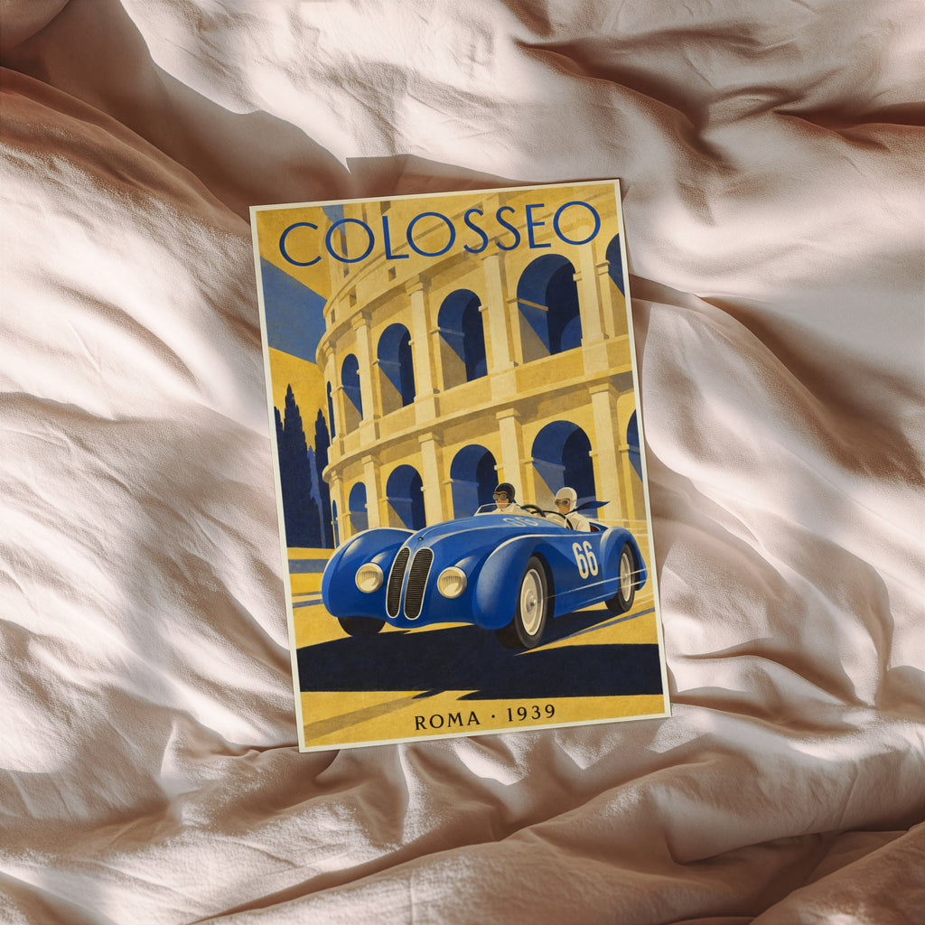 Vintage Colosseum Rome Poster, Art Deco Wall Art Print