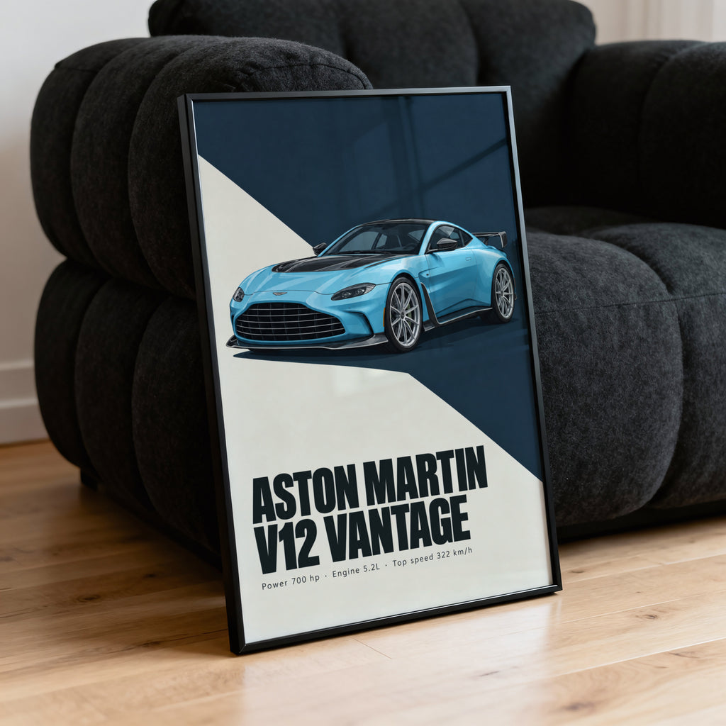 Vintage Aston Martin V12 Vantage Print, Car Art