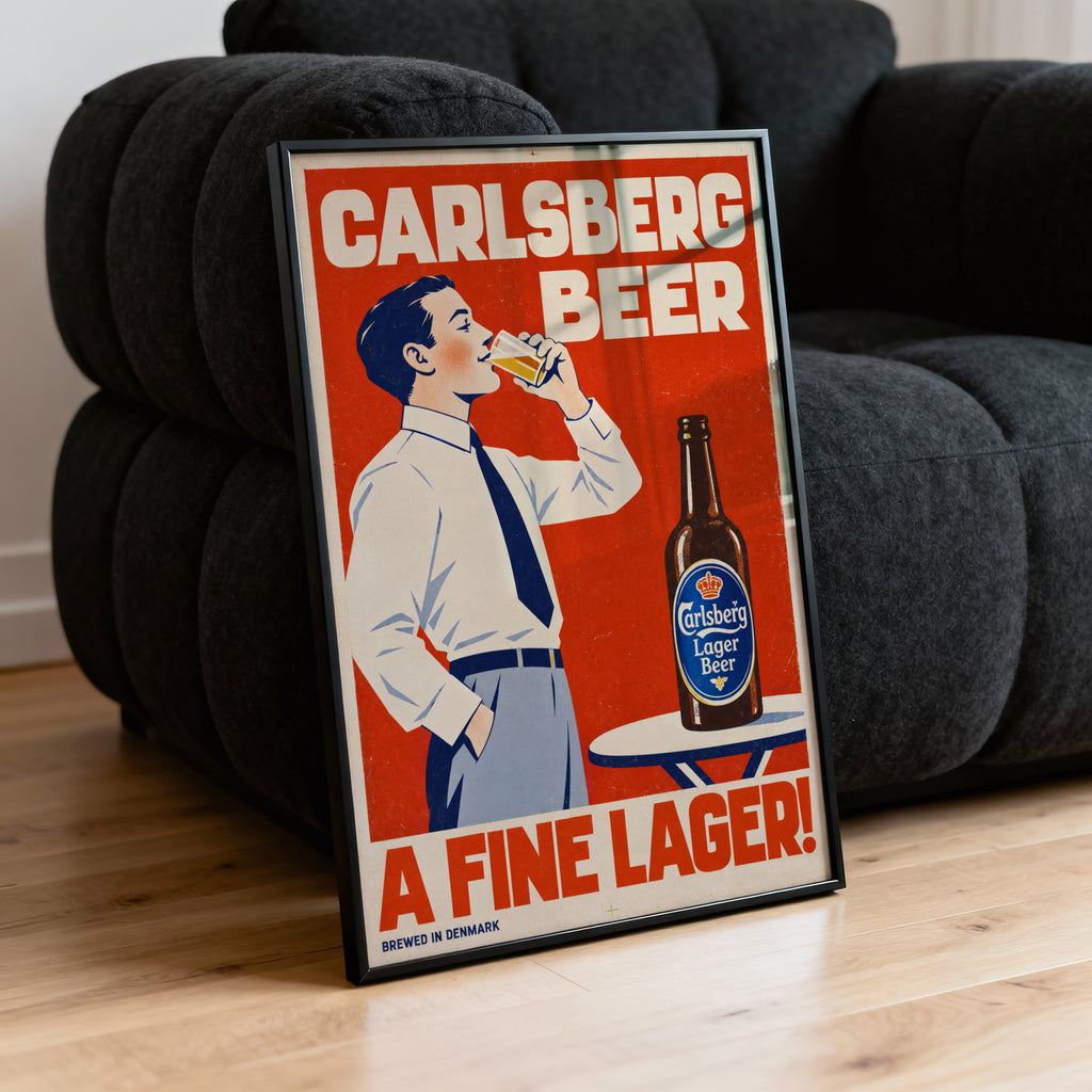 Vintage Carlsberg Beer Print Poster, Lager Wall Art