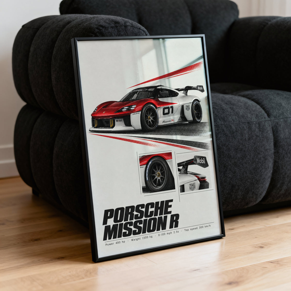 Vintage Porsche Mission R Print, Race Car Wall Art