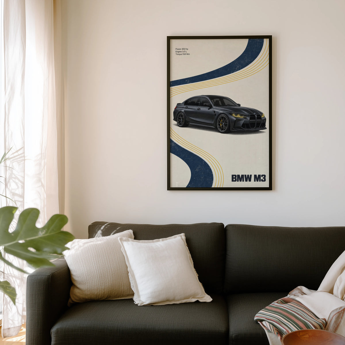 Vintage BMW M3 Print, Retro Car Wall Art
