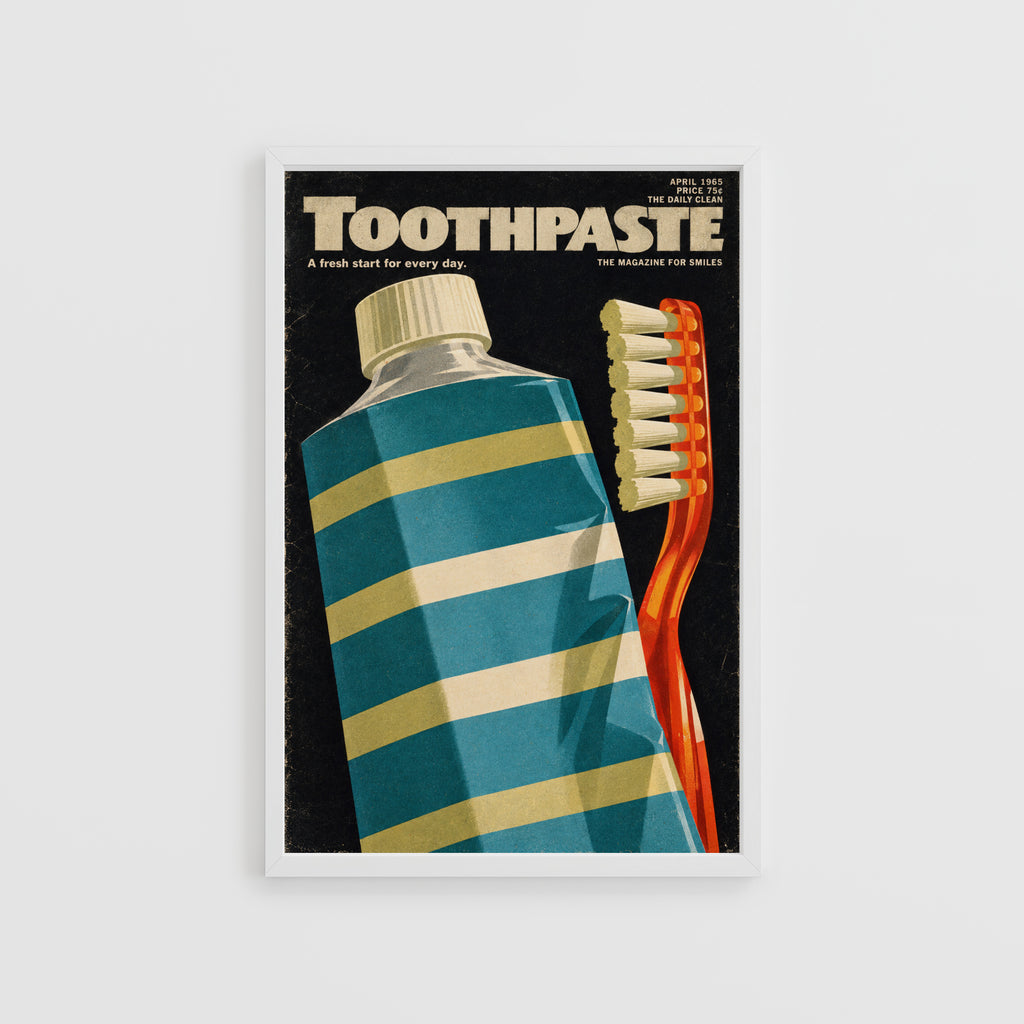 Vintage Toothpaste Poster, Retro Bathroom Wall Art, Print